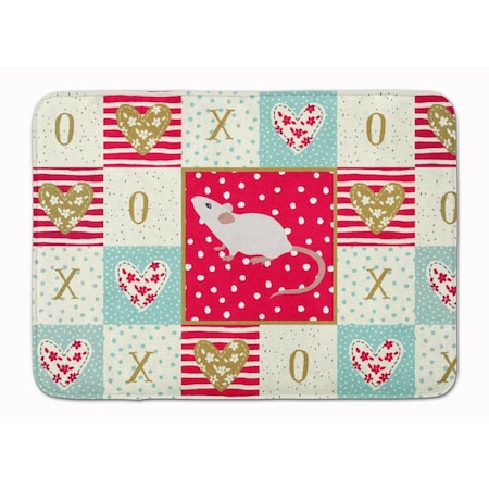 Carolines Treasures 19 x 27 in. White Domestic Mouse Love Machine Washable Memory Foam Mat CK5454RUG